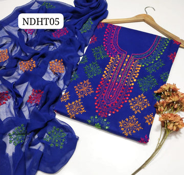 Stuff Pure lawn 100/100 Handmade Afghani Gala jall Style Neat Work Shirt And Plain Trouser With CHiffon embroidery DUpatta 3PC Dress1